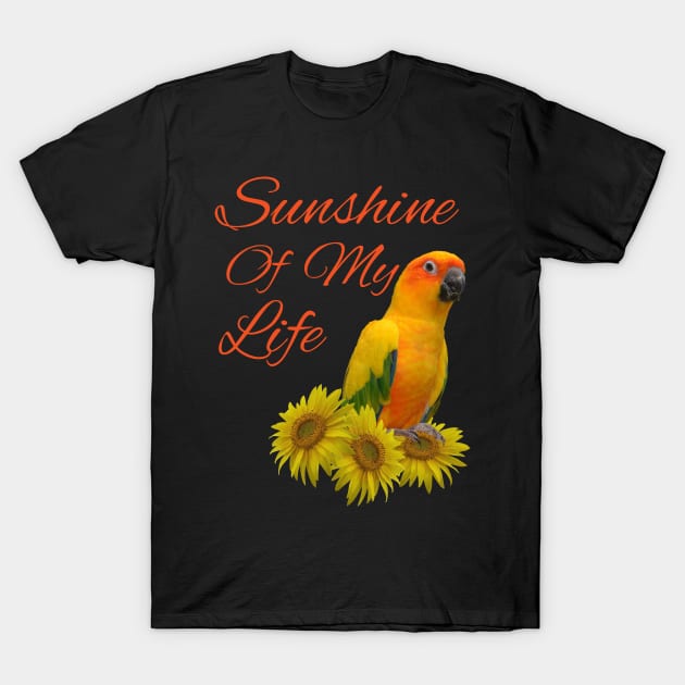 Sun Conure Parrot Sunshine Sunflower T-Shirt by Einstein Parrot